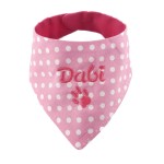 Bandana dla psa z imieniem różowa w białe kropki