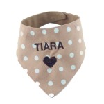 Bandana dla psa z imieniem beżowa w białe kropki