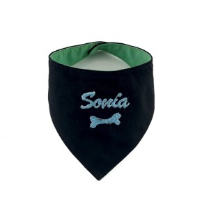 Bandana dla psa dwukolorowa czarno-miętowa