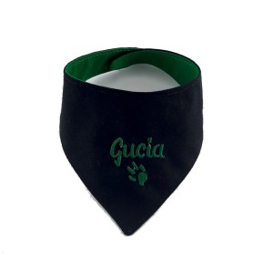 Bandana dla psa dwukolorowa czarno-zielona