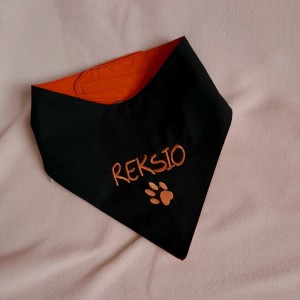 Bandana dla psa dwukolorowa czarno-pomarańczowa