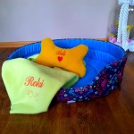 Legowisko dla psa owal łowicki niebieski 58x48cm