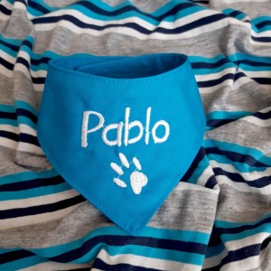 Bandana dla psa z imieniem turkusowa