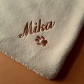 mata dla psa beżowa baranek personalizowana sweetapaszka.pl