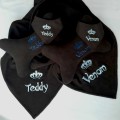 czarny zestaw dla psa koc, poduszka i apaszka z imieniem
